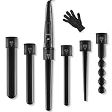 LOETAD Lockenstab Set 6 in 1 Curling Iron Multifunktions Austauschbare Keramikbeschichtung Lockenwickler mit LED Anzeig