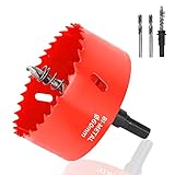 Jatiler 60MM Lochsäge, Lochsägen Set Kit Durchmesser Hochleistungs-Lochschneidöffner Bimetall-Lochsäge für Holz Aluminium Eisenblech Rohr Kunststoff usw. (rot)