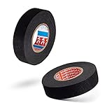 testyu 2 Stück Gewebeband PET-Vlies, Isolieren Reparatur Elektrisches Klebeband Schwarz, PET Vlies Gewebeband Klebeband für Kabelbäume Baumwolle Klebeband - 19 mm x 15