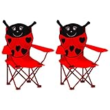 Montloxs Kinder-Gartenstühle 2 STK. Hochlehner Terassenstuhl Campingstuhl für Garten Balkon und Festival Outdoor Rot S