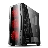 GOLDEN FIELD Z2 Mid-Tower ATX PC Gehäuse ATX Gaming Computer Gehäuse, 3* 120-mm-LED-Lüfter, Schaltersteuerung für Gehäuselüfter, 3* Gehärtetes Glas für Desktop-PC