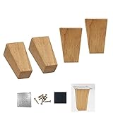 HolzfüßE als Ersatz für Alte Möbelfüße,4Pcs Sofa Beine Quadratische Bettfüße,Schrankbeine in Holzfarbe für Osmane,Kommode,(Oben 5,3 CM,Unten 3,5 CM) (12cm/4.72')