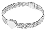 Pandora Reflexions Silber Damen-Armband mit Herz-Clip zauberhafter Silberschmuck, elegante Geschenkidee für modische Frauen, 75333-17 17