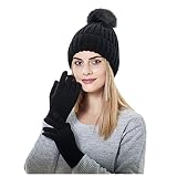 Niuyy Strickmütze für Damen Wintermütze Strick-Mütze Bommelmütze warme Damen Fleece Warme Herbst Wintermütze Bommel Winter Winter Hüte für Frauen Modemü
