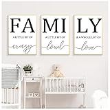 Nordic minimalistische Poster und Drucke Familienschild Wandkunst Bild Brief Familie Zitat Liebe Wohnkultur für Wohnzimmer Schlafzimmer 50x70cmx3 Ung