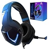 PS4 Kopfhörer mit Kabel und Mikrofon für PC Over Ear Kinder NEEDONE K19 Gaming Headset with mic PS5 Xbox One Nintendo Switch Fortnite Computer Laptop Mac Smartphone Stereo Bass Sound B