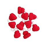 PRETYZOOM 10 Stück Miniatur Strickmützen Lollipop Mütze Lutscher Topper Rot Mini Hut Puppenmütze Puppenhaus Puppenhut Christbaumschmuck DIY Handwerk Schmuck Basteln Schmuckanhänger Zubehö