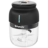 Elektrischer Knoblauchzerkleinerer, Pumuky Mini Lebensmittelzerkleinerer, elektrischer Knoblauchwolf, zum Zerkleinern von Zwiebeln, Gemüse, Ingwer, BPA-frei, leicht zu reinigen (350 ml) – Schw