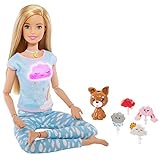 Barbie ​Breathe with Me Meditation Doll, Blonde, with 5 Lights & Guided Meditation Exercises, Puppy and 4 Emoji Accessories, Gift for Kids 3 to 8 Years O