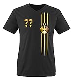 Trikot - MOTIV1 - DE - WUNSCHDRUCK - Herren V-Neck T-Shirt - Schwarz/Gold Gr. L