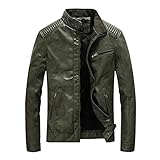 NHNKB Lederjacke Herren Kunstleder Cargo Jacke Warm Gefüttert Winterjacke Kunstlederjacke Bikerjacke Motorradjacke Bomberjacke Luftwaffe Fliegerjacke Fahrrad jack