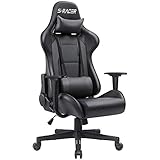 Homall Gaming Stuhl Racing Computerstuhl Ergonomischer Bürostuhl Gamer Stuhl Höhenverstellbarer Schreibtischstuhl PC Stuhl, Schw