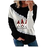 Weihnachten Damen Shirt Langarm v-Ausschnitt roter Pullover ausgefallene t Shirts Damen kalte Schulter Oberteil Rollkragenpullover schwarz Tunika Bluse grau hemdbluse Damen Kurzarm braunes S