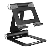 YOSHINE Tablet-Halterung, verstellbar, tragbar, Universal-Aluminium-Ständer, Dockingstation, kompatibel mit iPad Air Mini Pro, Samsung Galaxy Tabs, alle Handys und Tablets (4–13 Zoll), Schw