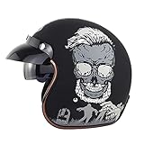 EBAYIN Brain-Cap Motorradhelm Jethelm Halbhelm Jethelm DOT/ECE-zugelassen Cruiser Chopper Scooter Helm Verdeckte Schutzbrille Schnellverschluss,D-S=（55~56cm）