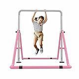 Gymnastik Horizontal Bar, Turnreck Gymnastik Kinder Höhenverstellba Turnstangen Horizontale Faltbar Junior Gymnastik Trainingsgeräte Horizontal Home Gym Training Ausrüstung 85-129CM (Rosa)