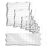PhoenixDN 7 Stück Acryl Stempelblock Set, Acryllblock mit Gitterlinien, Acryl Klar Stempel Blöcke mit Gitter, für Scrapbook Bastelproduktion, DIY Design Dek