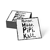 how about tee? Magnet-Sticker: Hunger. Müde. PIPI. Kalt. - Kühlschrankmagnet mit Sp