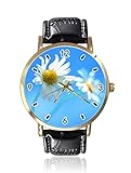 Pretty Flower Damen Herren Armbanduhr, modisch, Unisex, Leder, Casual Q