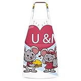 Süße Maus Tier Paar Valentinstag Schürze Home Küche Malerei Wasserdicht Kochen Backen Gartenarbeit für Frauen Männer mit Taschen Verstellbares Nackenband Muttertag Erntedankfest W