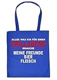 TITAGU Stofftasche/Beutel lustige Sprüche: Alles was ich für einen Grillabend brauche Meine Freunde Bier F