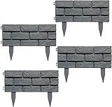 GXBCS Beeteinfassung Zaun Zierzaun Palisaden Für Garten Palisade Rasenkante Dekorative Zäune 4 Stück Kunststoff Ziegeloptik Garten Rasen Mesh Gartenzaun 1030