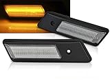 Dynamische LED Seitenblinker Set schwarz smoke weiß Lauflicht Blinker (BMW E34/E32/E36 12.90-09.96, weiß)