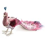 Logbuch-Verlag Pfau Vogel Weihnachten Deko Figur zum Hinstellen rosa rot Gold 38 cm - als Dekoobjekt & Geschenkidee Geburtstag