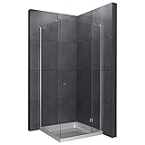 Alpenberger Antikalk Eck- Duschkabine 80x80x200 cm | Eckdusche mit Einer Duschtür und Zwei feststehenden Seitenteilen aus 6 mm starkem Einscheibensicherheitsglas (ESG) | Easy-Clean Nanoversiegelung