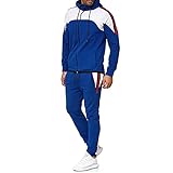 Hirolan Herren Sports Suit Jogginganzug MäNnertrainingsanzug Hose Mit Farblich Abgesetzten Taschen Freizeitanzug Fitness Sportanzug Trainingsanzug Sweatshirt Jogging Anzug Modell lauschig