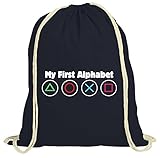 ShirtStreet Geek Nerd Gamer natur Turnbeutel Rucksack Gymsac Game Controller - My First Alphabet, Größe: onesize,dunkelb