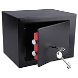 BLANCC Mechanischer Tresor mit Schlüsseln | 230 x 170 x 170 mm | Mechanischer Safe | Schw
