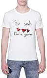 So Yeah I'm A Gamer Hearts T-Shirt Herren Kurzarm Weiß Men White Tee 4XL