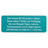 Adress-Aufkleber | PERSONALISIERT | 256 Stück | kleine Etiketten mit Wunsch-Text türkis 2 | Schrift Weiß | für N