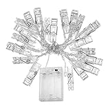 Miiii 40 LED-Foto-Lichterketten mit 40 Clips, batteriebetrieben, Foto-Display für Schlafzimmer, Wand, Hochzeit, Party-Dek