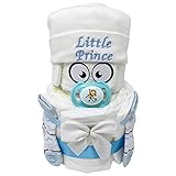 Kleines Windelbaby PIMFI Little Prince Jungen blau, Babymütze Geschenk zur Geburt, Taufe. W
