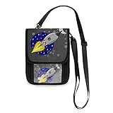 Reise-Hals-Geldbörse, Raumschiff, Rakete, Kinderdekoration, Reisepasshülle, Umhängetasche, Handy-Tasche für Damen und Herren Mehrfarbig Raumschiff, Rakete, Kinderdekoration. Einheitsgröß