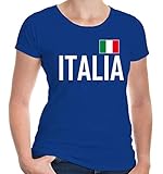 buXsbaum® Damen Girlie T-Shirt Kurzarm bedruckt Italien | Ländershirt Fanshirt Flagge | M royal- B