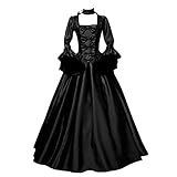 Riou Damen Mittelalter Kleid Gothic Steampunk Vintage Renaissance Adels Palast Prinzessin Maxikleid für Hochzeit Karneval Fasching Party