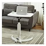 swq Beweglicher Überbetttisch, Stand Lernen Faltbare Lebensmittelablage Verstellbarer Lift Rack-Schlafsofa, for Laptop Frühstücksrahmen Nachttisch (Color : White, Größe : 28 * 20.5in)