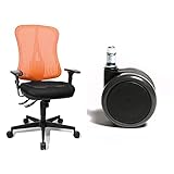 Topstar HE20PBC01 Head Point SY P4, ergonomischer Bürostuhl, Schreibtischstuhl, Muldensitz, schwarz/rot & Rollenset (Set = 5 Rollen), Große Design-Hartbodenrollen, Bürostuhlrollen, 11mm, 65