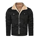Yowablo Jacke Parka Winterjacke Herren Winter Plüsch Langarm Umlegekragen Reißverschluss Tasche Mantel (3XL,3Schwarz)