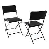 Nexos GM34531_SL2 Klappstuhl 2er Set schwarz in Rattan-Optik Gartenstuhl Balkonstuhl 80 x 40 cm Campingstuhl B