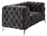 ROVERTI Sessel Chesterfield Royal 1er Sitzer B125 x T 100 cm x H 73 cm, Sitzabmessungen H45 x T57 cm, Fußhöhe 14 cm | Freistehend, hochwertige Wellfederung, strapazierfähige Polsterbezüg