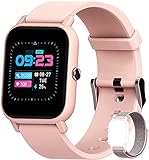 Smartwatch, Blackview 1.3” Armbanduhr mit Blutsauerstoff, personalisiertem Bildschirm, Musiksteuerung, Herzfrequenz, Schrittzähler, usw. 5ATM Wasserdicht Fitness Tracker Uhr, für Android und iOS, R