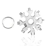 Sunshine smile 18-in-1 Schneeflocke Multitool,Multitool Edelstahl Fahrrad Multifunktions Werkzeug,Schneeflocken Multi-Tool,Karte Schlüsselanhänger Flaschenöffner Ringschlüssel Schnee Schlüsselb