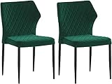 JYMTOM Esszimmerstuhl, Sessel, Polsterstuhl mit Armlehnen, Metallbeine, Samtbezug, bis 120 kg belastbar, für Arbeitszimmer, Wohnzimmer, Schlafzimmer (Green, 2)