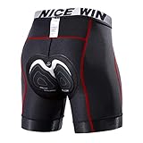 NICEWIN Radunterhose Herren mit Sitzpolster Radlerhose Unterwäsche 4D Gepolsterte Fahrradhose Kurz Atmungsaktive schnelltrocknende stoßfeste Herren Fahrrad Unterhose, L, R