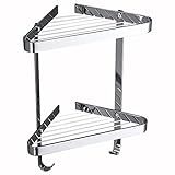 Bathroom Shelf Bath Shelves Corner Shower Caddy Shelf Storage with Drilling Wall Mounted Organizer Basket for Kitchen Toilet 2 Lay