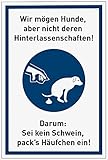 Aufkleber Hinweis'Hundekot mitnehmen' Schild Folie blau/weiß | Größe wählbar Made in Germany, Größe: 7,5x11,2